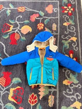 Patagonia Blue, Teal Kids Tribbles Hooded Puffer Jacket 💚 💙 🩵